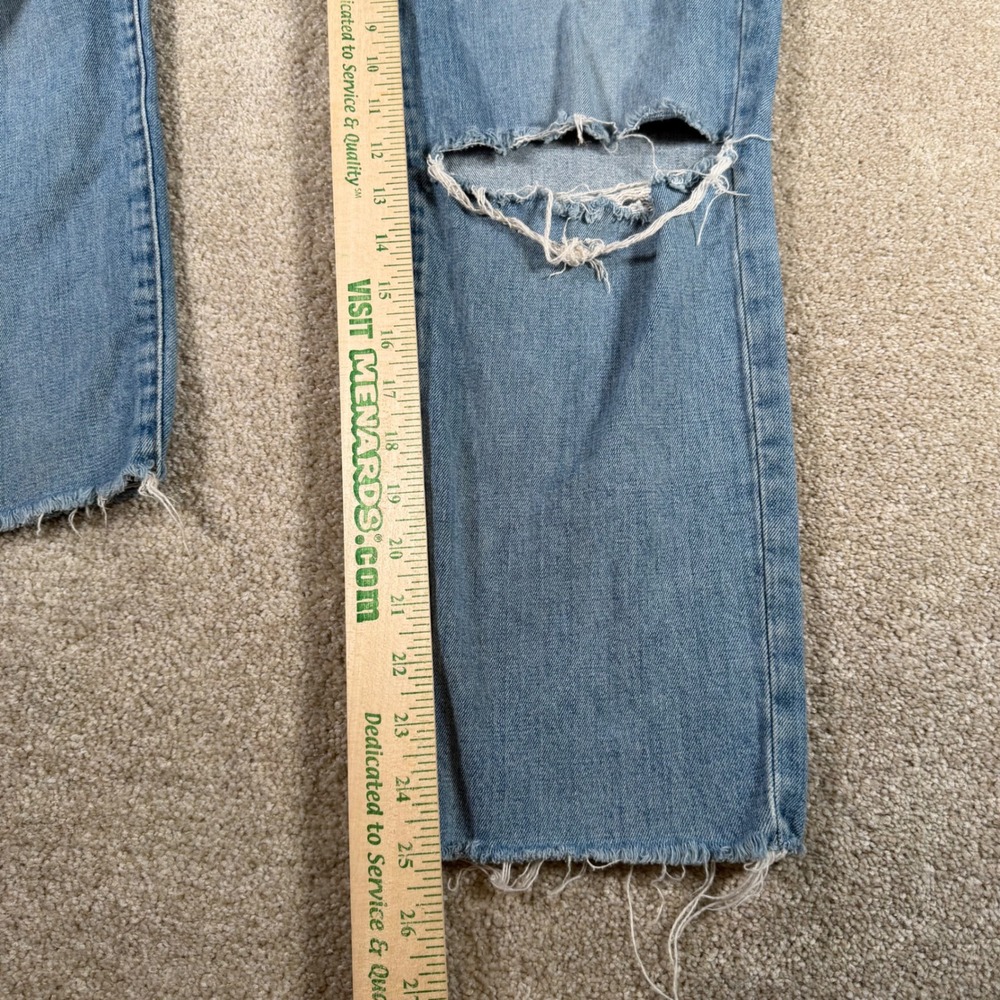 Madewell The High-Rise Slim Crop Boyjean Womens 29 Blue Distressed Raw Hem - Picture 8 of 12